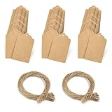 JUGUTA 100 Stück Geschenkanhänger & Etiketten Kraftpapier Blanko 4X7Cm Naturjuteschnur Ideal Für...