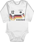 Baby Body langarm Mädchen Junge - 2024 Fussball EM Fanartikel - Trikot mit anpassbarem Namen und...