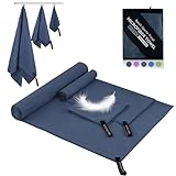 Neerow Mikrofaser Handtuch 3er Set (152x76cm Groß Badetuch + 80x40cm Klein Fitness Handtuch +...