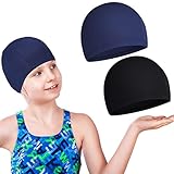 2 Stück Badekappe für Kinder wasserdichte Badehaube Unisex Bademütze für Langes und Kurzes Haar...