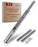 LouMaxx Kugelauszug 2er Set (1 Paar) Schubladenschienen 310 mm 17 mm Nut Schubladenauszug - Schienen...