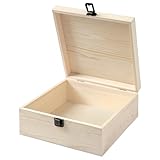 Winter Shore Aufbewahrungsbox Holz Unbehandelt mit Klappdeckel - Deko Holzbox mit Deckel &...