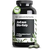natural elements Jod aus Bio-Kelp – 365 Kapseln – 150µg Jod aus Braunalgen – Bio-Qualität...