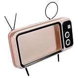 DECOMELODY Retro TV Handyhalter mit Kabellosem Lautsprecher Smartphone Ständer aus Kunststoff...