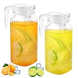 2 Stück Wasserkrug 900ML, Plastik Wasserkaraffe mit Deckel, Transparente Karaffe BPA-frei,...
