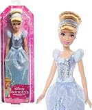 Mattel DISNEY Prinzessin Cinderella - Bewegliche Puppe mit glitzerndem Outfit, abnehmbaren Schuhen...