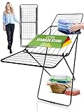 STAHLMANN ® Wäscheständer schwarz [18 m Trockenfläche] - Wäscheständer platzsparend mit...