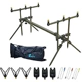 Master Rod Pod Rutenhalter Aluminium Deluxe für 3 Ruten inkl. Rutenauflagen Tasche (Grün...