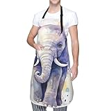 DWVTFSM Verstellbare Küchenschürze für Damen und Herren, niedlicher Elefant, Aquarell,...