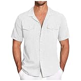 Beokeuioe Button-Down-Hemden Baumwolle Freizeithemd Casual Regular Fit Hemden Kurzarm Herren...