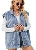 KANDEMY Damen Ärmellos Jeansjacke Trendy Beiläufige Denim Weste Outwear Boyfriend Oversized...