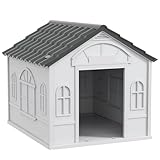 PawHut Hundehütte, Hundehaus mit Satteldach, wetterfest Kleintierhaus für mittelgroße Hunde unter...