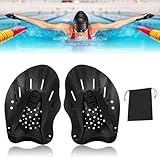 1 Paar Hand Paddles Schwimmen, Schwarz Handpaddel zum Schwimmen mit 1 Aufbewahrungstasche,...
