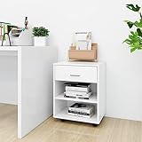 SDWEHO7 Rollschrank mit Schublade und 2 offenen Fächern, Büroschrank für Wohnzimmer,...