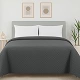 Home Oase Tagesdecke 200x220 cm Anthrazit – Wendedecke aus 100 % Polyester – Weich,...
