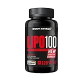 Body Attack LIPO 100, 120 Caps, mit Lipocholine®, 200 mg Koffein aus pflanzlichen Quellen, für...