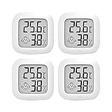 4 Stück Zimmerthermometer, LCD Digitales Mini-Thermo-Hygrometer, Indoor-Thermo-Hygrometer, Geeignet...