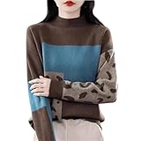 Damen Western-Pullover, halblanger Kragen, farbig, vielseitig, locker und schmal, langärmelig,...