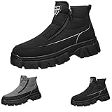 Herren Winterstiefel Mit Reißverschluss, Wanderschuhe Herren Wasserdicht Hoch Schneestiefel...