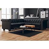 WEMYUFURN 5-Sitzer Ecksofa Chesterfield Stil Kunstleder Sofa Lederoptik Wohnzimmer Büro Möbel...