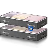 Boic 2 Stück 90L Unterbettkommode, Unterbett Aufbewahrungsbox mit deckel, Faltbare Kleidung...