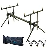 Master Rod Pod Rutenhalter Aluminium Deluxe für 3 Ruten inkl. Rutenauflagen Tasche (Grün...