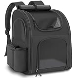 Hunderucksack bis 10kg, Haustier Rucksack mit Netzfenster, Faltbare Katzenrucksack Hunde Rucksack,...