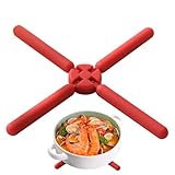 Ratpzou Silikon Topfuntersetzer | Kreuzförmiger Hitzebeständiger Pfannenhalter,Klappbarer...