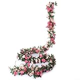 Lebendige rosa Rosenranken-Girlande für Blumendekorationen zu Hause, Gärten und Veranstaltungen, 2...