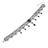 VILLCASE Spitzenhalskette Gothic Choker Mehrlagig mit Kristallspitze Halsschmuck für Damen...