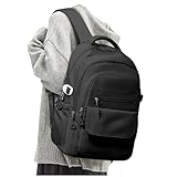 Lendolk Schwarz Rucksack,Laptop-Schulrucksack,wasserdicht,Jugendrucksack,geeignet für Schule,Reisen