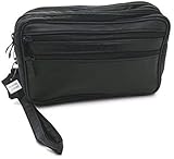 XXL HANDGELENKTASCHE LEDER - Herrentasche Handtasche Umhängetasche Tasche Gürteltasche Bag Schwarz...