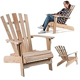 KADAX Adirondack Stuhl, Gartensessel aus Holz, Gartenstuhl mit Hoher Rückenlehne und Armlehnen,...
