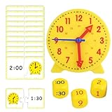 AevYxq Lernuhr Kinder, 1 Set Uhr Lernen für Kinder ab 5, 6 und 8, Lernspiele mit 3 Würfeln und 12...