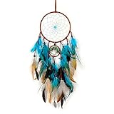 Traumfänger, Basicon 60cm Dreamcatcher Blauer Vintage Feder Traumfänger Handgefertigt Dream...