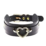 Daimay Breit Lederhalsband Halskette Herz Form Damen Leder Choker Metall Ring Halsband Gotik Punk...