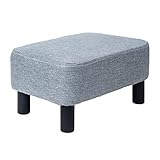 IBUYKE Kleiner Fußhocker, Hocker aus Leinenstoff, rechteckiger Ottoman mit gepolstertem Sitz,...