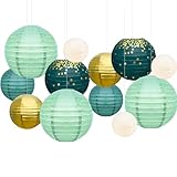 12er Lampions Papierlaterne Papier Laterne Bunt Lampenschirm Lampion Runde Bunt Laterne...
