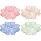 Aprilye 4 Stück Snackschale mit Fächern, 4 Fach Snackteller Menüteller 21.5 x 3.2cm Snack Schalen...