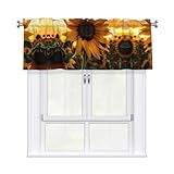 MJHKXLJ Kurze Vorhänge mit Sonnenblumenmotiv, mit Volantstange, 137,2 x 45,7 cm, Lichtfilterung,...