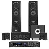 Fenton Heimkino System Komplett Set, 5.1 Soundsystem 245 Watt RMS, Bluetooth Verstärker, MP3-USB,...