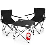 BigDean 2 Stück Campingstühle & Campingtisch faltbar schwarz - Campingtisch mit Stühlen -...