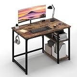 JUMMICO Schreibtisch 100cm mit Regalen, Tisch mit Stauraum, stabile Stahlkonstruktion – Rechts-...