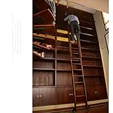 2,44 m Schiebeleiter-Hardware-Kit für Bibliotheken – ausziehbare obere Rolle, Rundrohr, mobile...