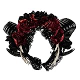 FOLODA Einzigartige Horn Stirnbänder Für Halloween Kopfstücke Mit Blumen Skeletthanddetail Für...