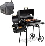 Profi Smoker Grillwagen Holzkohle Stahl BBQ Grill XL Smoker + Abdeckhaube
