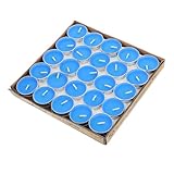 Amosfun 50 Stück Runde Teelichter Blau Rauchfreie Mini Kerzen für Hochzeitsdekoration...