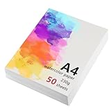 50 Blätter Aquarellpapier A4 230g, Zeichenblock din A4, Aquarell Papier, Watercolor paper für...
