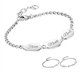 aplusashop ID Edelstahl Armband mit Gravur nach Wunsch mit 2, 3, 4 Plättchen Damen, Mädchen (Mit...