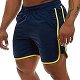 Genfien Herren Gittergewebe Sportlich Kurze Hose Laufen Trainieren Fitness Hosen Schnell Trocknend...